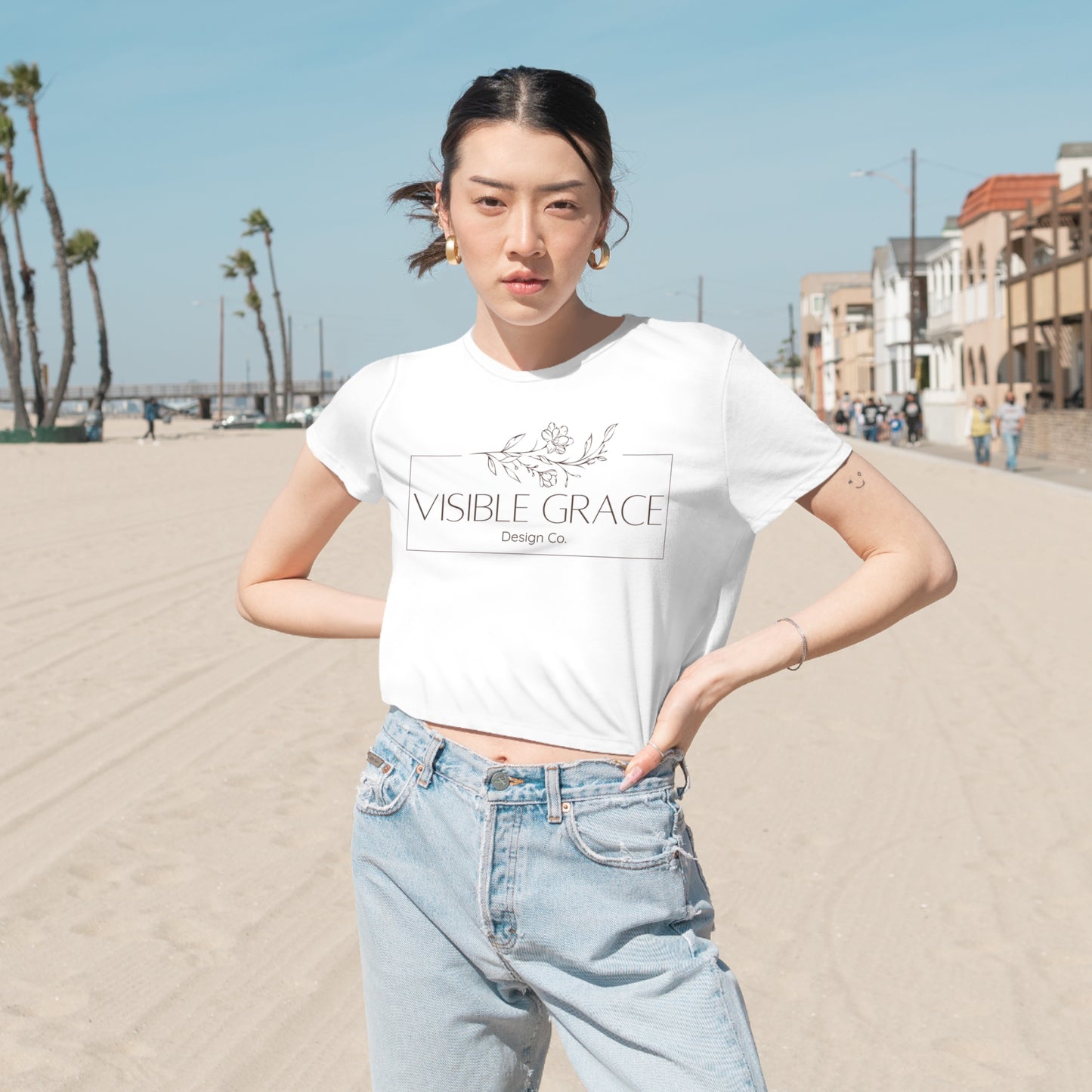 Women's Flowy Cropped Logo Tee