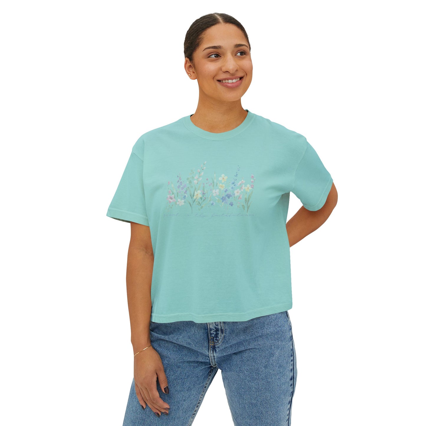Great Is Thy Faithfulness Floral Boxy Tee