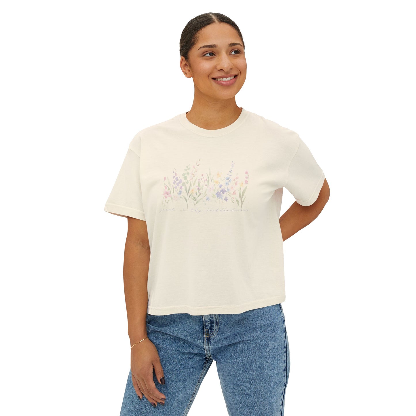Great Is Thy Faithfulness Floral Boxy Tee